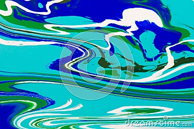 White, blue and purple color marble mixed ink abstraction. Stock Photo