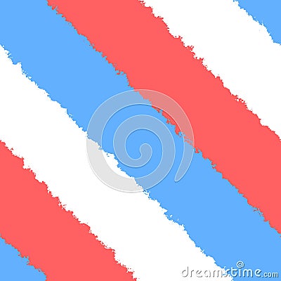 White blue red bright uneven diagonally stripes in street art style Stock Photo