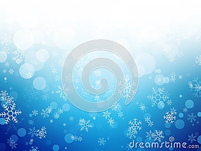White blue winter Christmas background with snowflakes Stock Photo