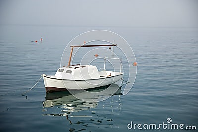 White boat on sea Stock Photo