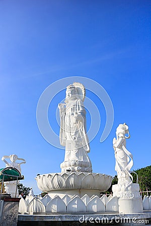 White Bodhisattva Guan Yin statue in Hat Yai, Songkhla, Thailand Stock Photo