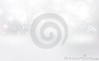 White Bokeh, abstract background, silver stars blinking scatter luxury decorate for christmas winter seasonal holiday vector Vector Illustration