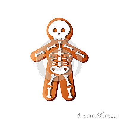White bone skeleton gingerbread holiday halloween candy Vector Illustration