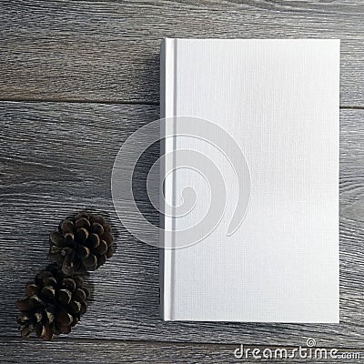 White book on wood texture Stock Photo