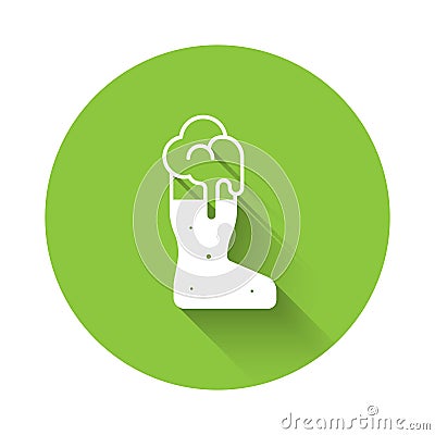 White Boot beer glass icon isolated with long shadow background. Green circle button. Vector Vector Illustration