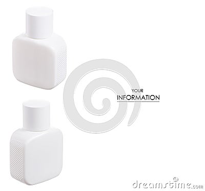 White bottle of male perfume set pattern Stock Photo