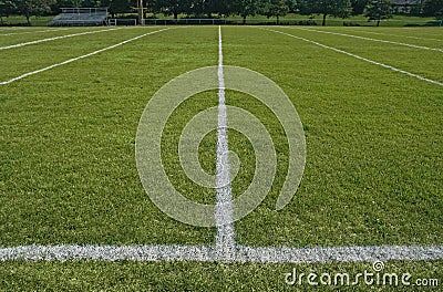 White boundary lines of football playing field Stock Photo