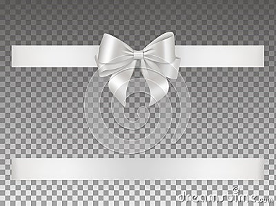 White bow and ribbon for valentine, wedding, anniversary, birthday and holidays decorations Vector Illustration