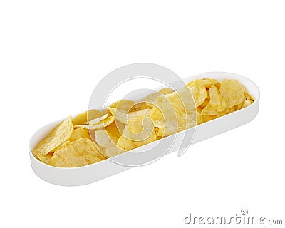 White Bowl with chips on white background Stock Photo