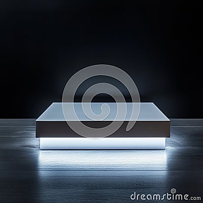 White box on a black background with a pattern. 3d rendering Stock Photo