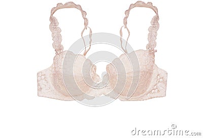 white bra, isolated brassiere on white background, female underwear; Stock Photo