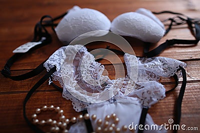 White bra and panties Stock Photo