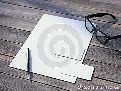 White branding mockup with black glasses Stock Photo