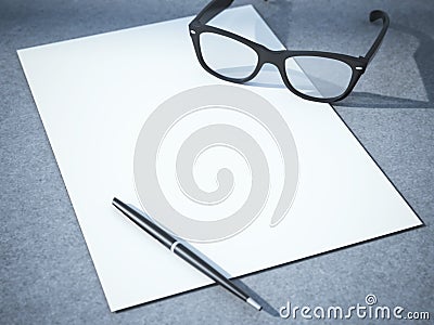 White branding mockup with stylish glasses Stock Photo