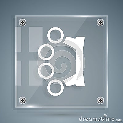 White Brass knuckles icon isolated on grey background. Square glass panels. Vector Vector Illustration