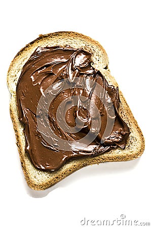 White Bread with Nutella Stock Photo