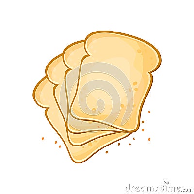 White bread, Set of 4 slices toast bread, vector illustration isolated on a white background. Vector Illustration