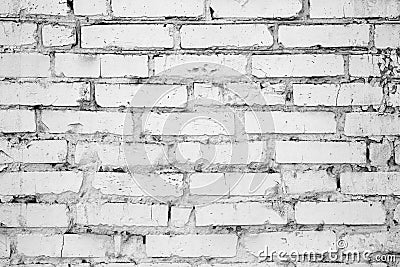 White brick cracked impure wall, background, texture Stock Photo