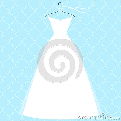 White bridal dress on hanger, fashion illustration Vector Illustration