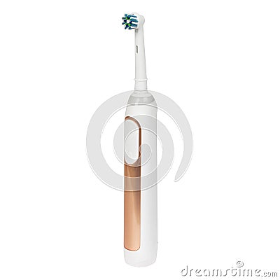 White with brown electronic toothbrush Stock Photo