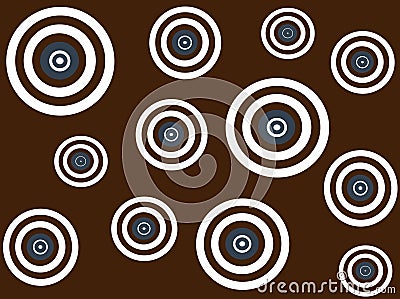 White, brown and blue targets on brown background Stock Photo