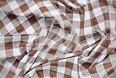 White and brown checked fabric Stock Photo