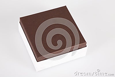 White brown Gift Box with cower in grey background Stock Photo
