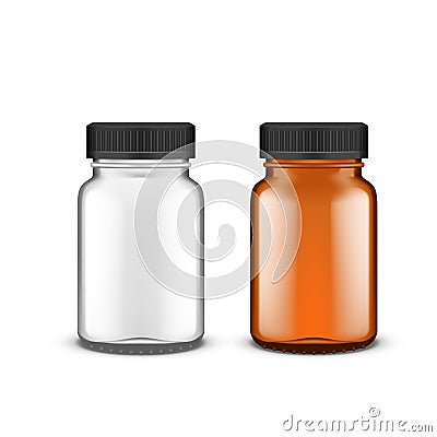 White And Brown Medical Glass Bottle With Shadows Stock Photo