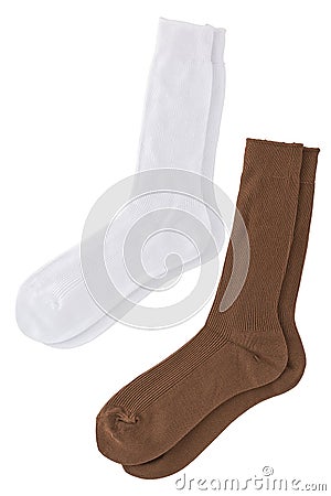 White and brown pair of sock Stock Photo