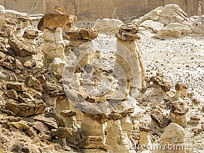 White and Brown Rimrock Hoodoos Stock Photo