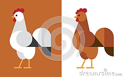 Rooster flat icon. Vector Illustration