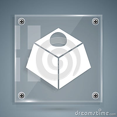 White Brownie chocolate cake icon isolated on grey background. Square glass panels. Vector Vector Illustration