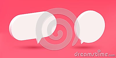 white bubble chat 3d on pink background. cute cartoon stlye. 3d cartoon icon Vector Illustration