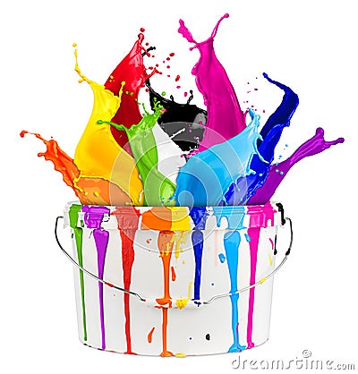 Paint bucket color splash Stock Photo