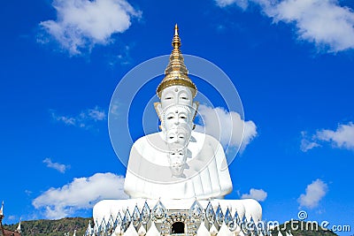 White Buddha Statue at Phasornkaew Temple Stock Photo