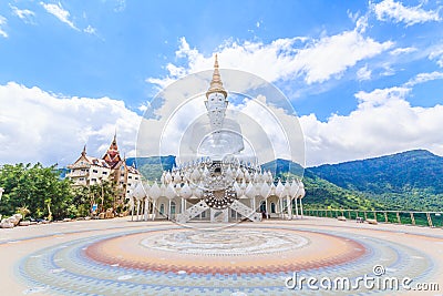 The white buddha statues at Wat Pha Sorn Kaew Temple Editorial Stock Photo