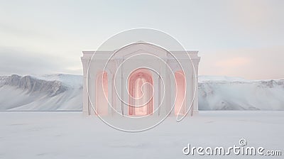 Minimalist Classical Architecture In Vatnajokull With Soft Colored Installations Stock Photo