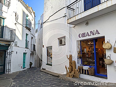 White buildings and narrow streets in Spanish town Editorial Stock Photo