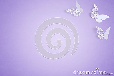 White butterfly Wedding Cards with copy space Stock Photo