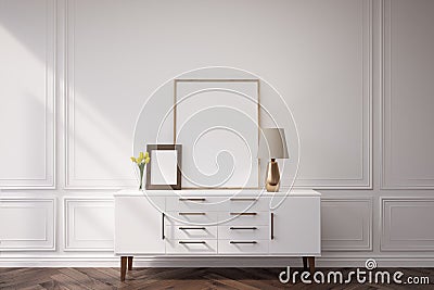 White cabinet with a lamp Stock Photo