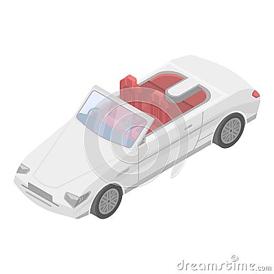 White cabriolet icon, isometric style Vector Illustration
