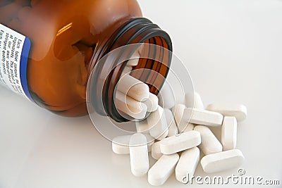 White Calcium Pills Stock Photo