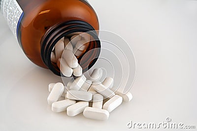 White Calcium Pills Stock Photo