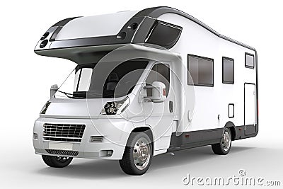 White camper vehicle - studio lighting closeup shot Stock Photo