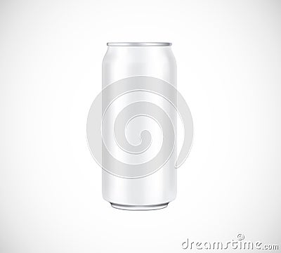 White can front view. Can vector visual 500 ml. For beer, lager, alcohol, soft drinks, soda advertising Stock Photo