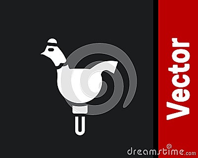 White Candy cockerel lollipop on a stick icon isolated on black background. Vector Vector Illustration