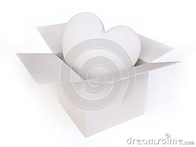 White Candy Heart in a Gift Box Stock Photo