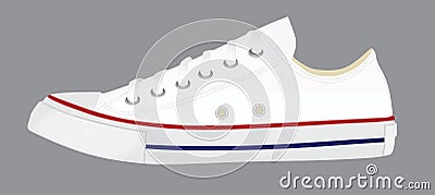 White canvas snickers side view Vector Illustration