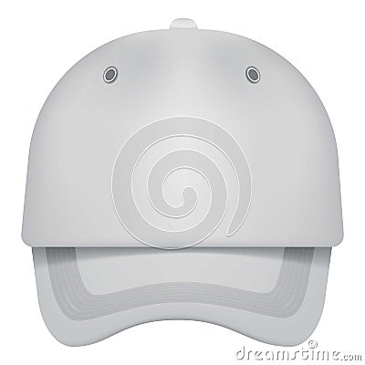 White cap front view mockup, realistic style Vector Illustration