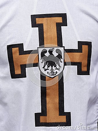 White cape with Teutonic cross Stock Photo